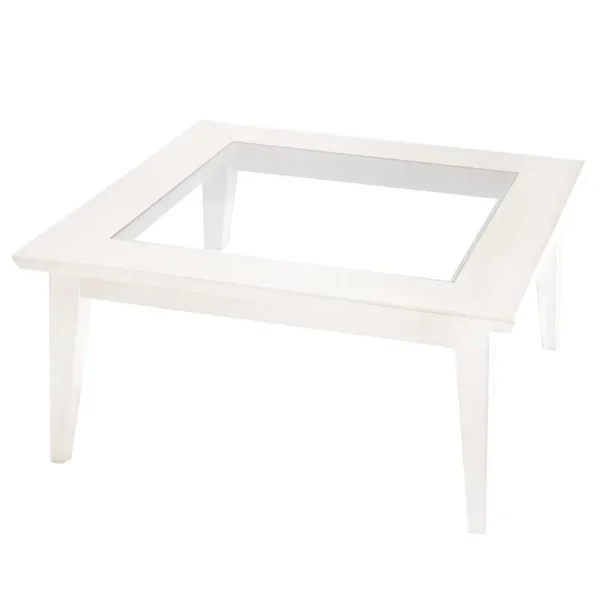 Couchtisch mit Glasplatte Typ B 90 x 90cm Weiß/Pinie Weiß