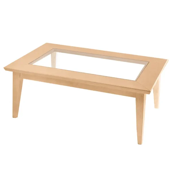 Couchtisch mit Glasplatte Typ B 110 x 70cm Braun/Pinie Hell