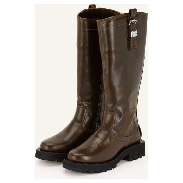 Ganni Stiefel Mit Nieten braun