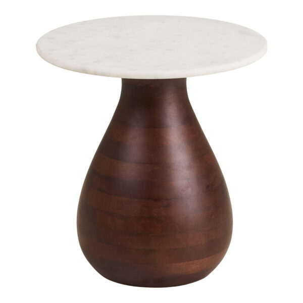 Heide Beistelltisch ø40x41 cm, Mangoholz/Marmor, dunkelbraun/weiß