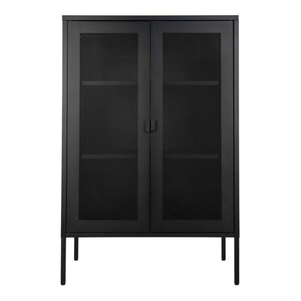 Melbourne Schrank mit 2 Gittertüren 80x40x120 cm, Stahl, schwarz