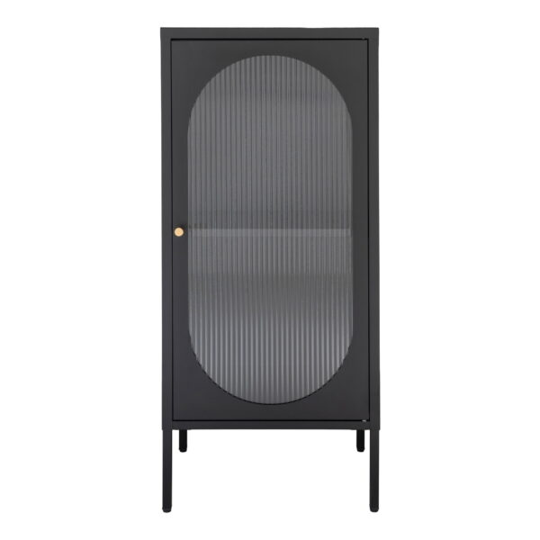 Adelaide Vitrine mit Riffelglastür 50x35x110 cm, Stahl, schwarz