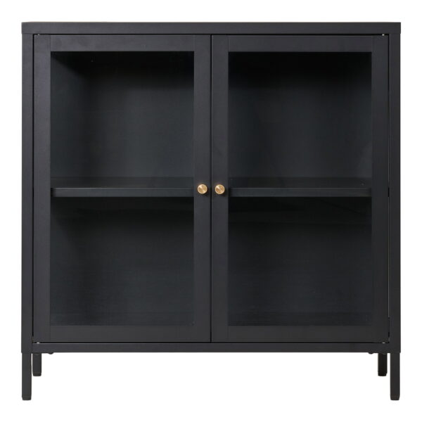 Dalby Schrank mit 2 Glastüren 80x35x80 cm, Stahl, schwarz
