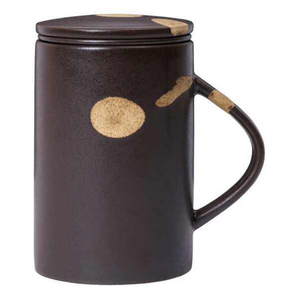 Ferm Living Koyo Teebecher mit Teesieb 40 cl Dark brown-buff