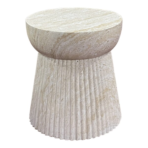 Bonn Beistelltisch ø37x43 cm, Fiberglas mit geriffelter Struktur, Naturfarben