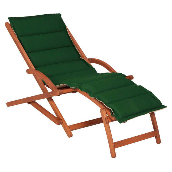 Gardenson GARTENLIEGE Grün, Beige, Eukalyptusholz