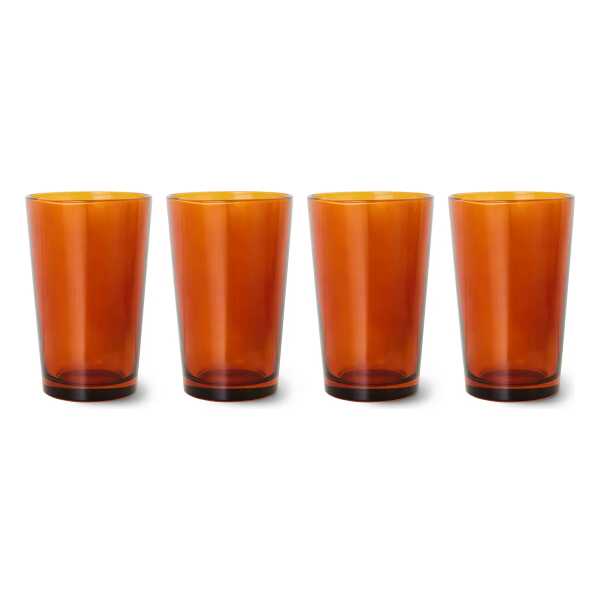 HKliving 70's glassware Teeglas 20 cl 4er Pack Amber brown