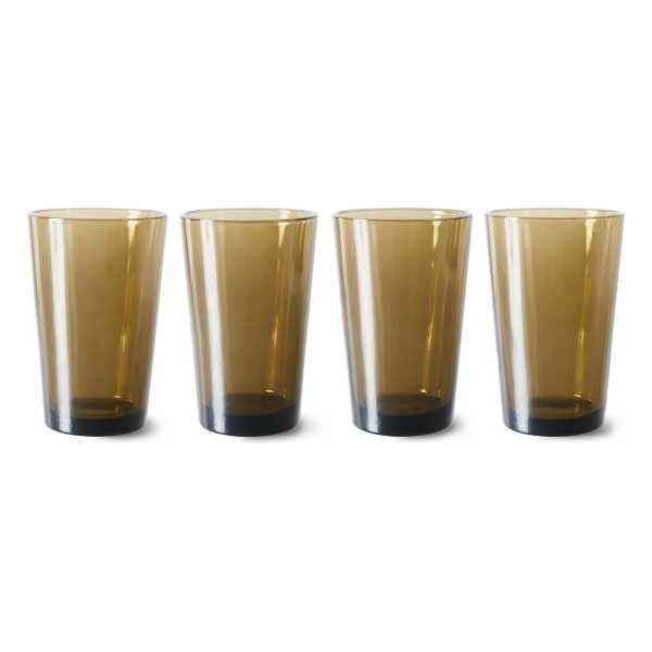 HKliving 70's glassware Teeglas 20 cl 4er Pack Mud brown