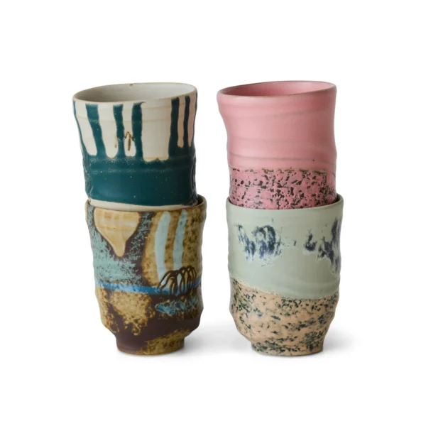 HKliving - Artist Kaffeebecher, 370 ml, mehrfarbig (4er-Set)