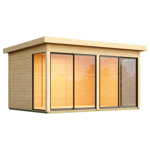 Karibu Modernes Gartenhaus »Noelia 5« mit Schiebetür und Dacheindeckung - 428,5x308,5x253cm - anthrazit - Fichtenholz / Aluminium / Glas