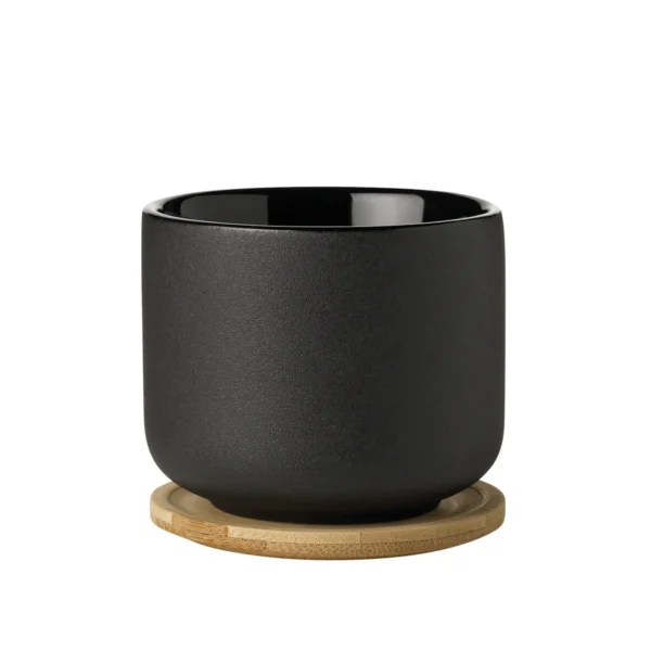 Stelton - Theo Thermo-Teebecher mit Untersetzer, 0,2 l, schwarz