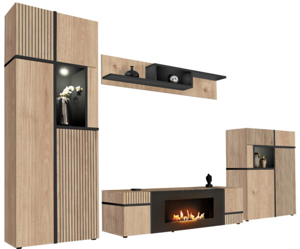 Inn.Furn WOHNWAND Eiche, Schwarz