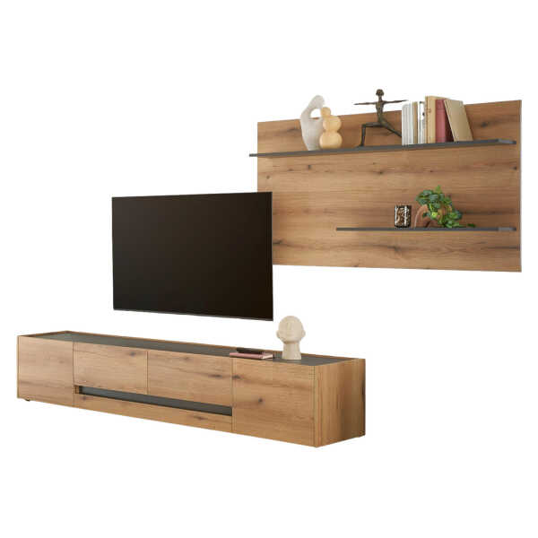 Furn.Design WOHNWAND Eiche, Grau