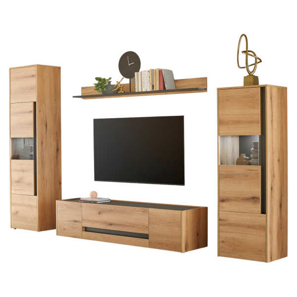 Furn.Design WOHNWAND Eiche, Grau