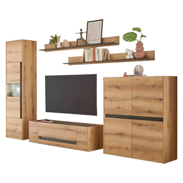 Furn.Design WOHNWAND Eiche, Grau