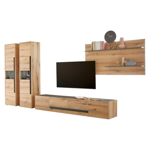 Furn.Design WOHNWAND Eiche, Grau