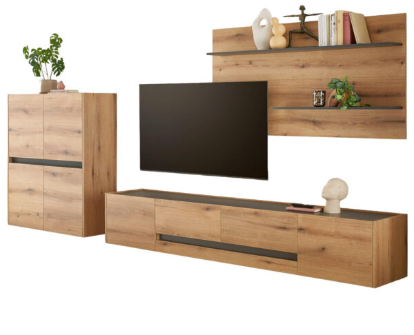 Furn.Design WOHNWAND Eiche, Grau