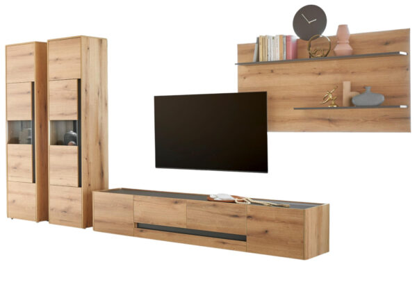 Furn.Design WOHNWAND Eiche, Grau