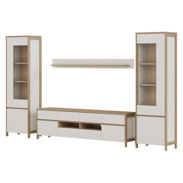 Furn.Design WOHNWAND Weiß, Eiche