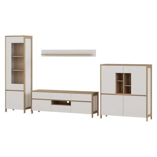 Furn.Design WOHNWAND Weiß, Eiche