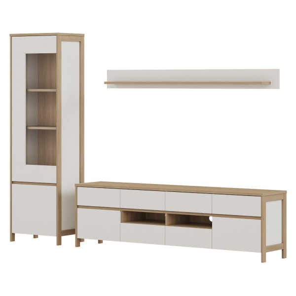 Furn.Design WOHNWAND Weiß, Eiche