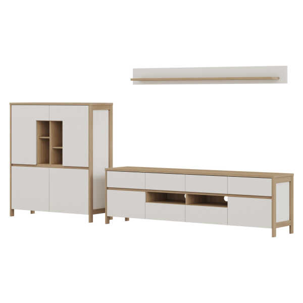 Furn.Design WOHNWAND Weiß, Eiche