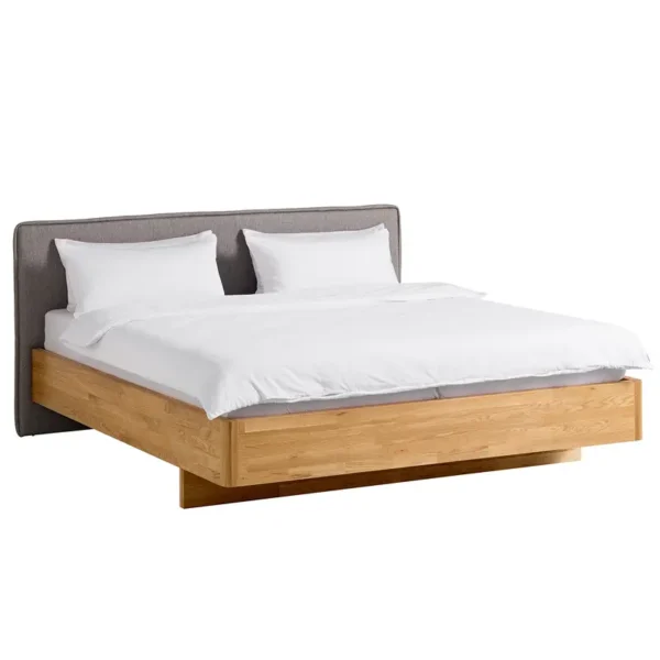 Massivholzbett MaxWood 180 x 200cm Webstoff Braun/Eiche Eiche