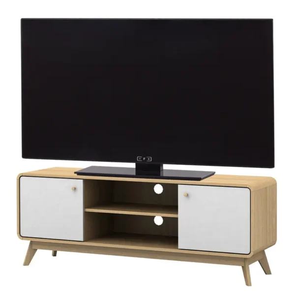 TV-Lowboard Front & Korpus: Spanplatte, beschichtet Gestell: MDF Mitteldichte Holzfaserplatte , beschichtet Braun/Weiß/Eiche Dekor 140 x 53 x