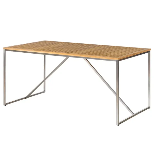 Gartentisch Teak & Edelstahl 160 x 74 x 90cm Braun