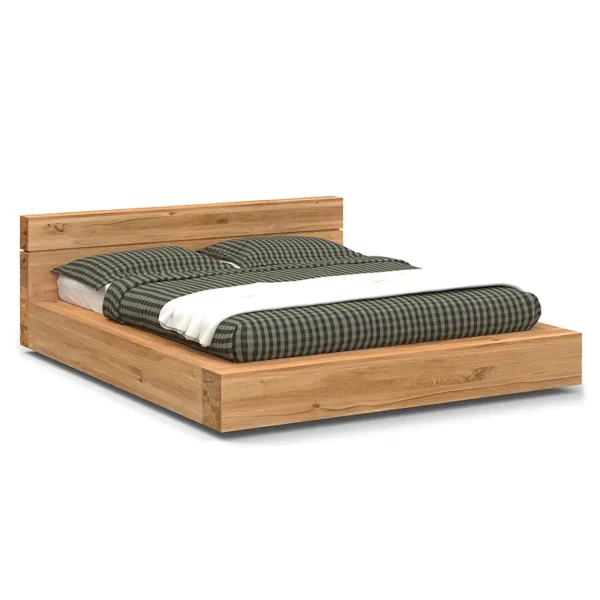Massivholzbett 160 x 200cm Wildeiche furniert mit Massivholzkern, Innen und Rückseite Pinie massiv Braun Wildeiche