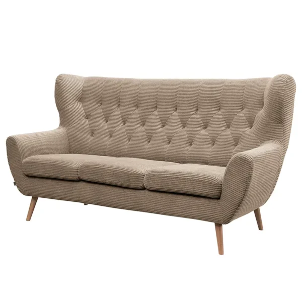 3-Sitzer Sofa Braun Cordstoff Poppy 188 x 104 x 92cm Eiche Hell