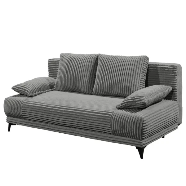 Schlafsofa Delhart Grau Cordstoff Amba 211 x 96 x 105cm mit Schlaffunktion