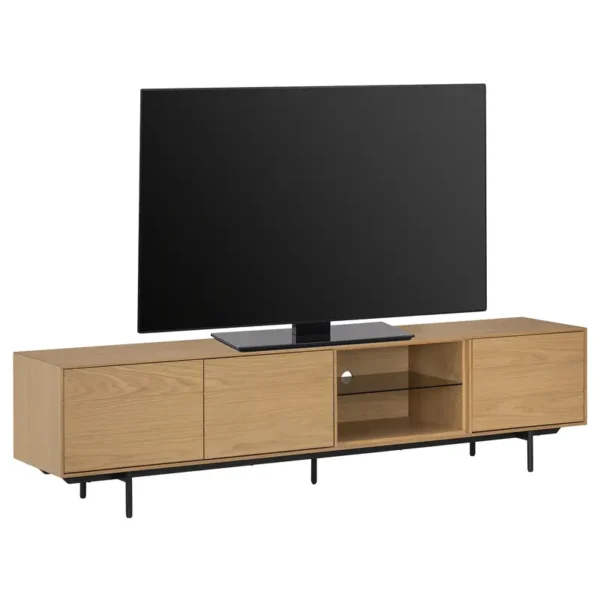 Furniertes TV-Lowboard Katiya Front & Korpus: MDF Mitteldichte Holzfaserplatte , furniert Gestell: Metall, lackiert Beige 200 x 49 x 40cm