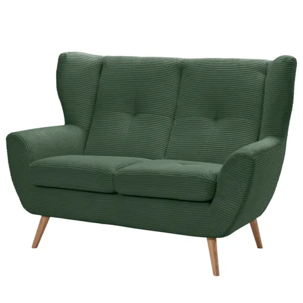 2-Sitzer Sofa Samno Grün Cordstoff Lola 140 x 102 x 90cm Armlehne beidseitig montierbar Modern