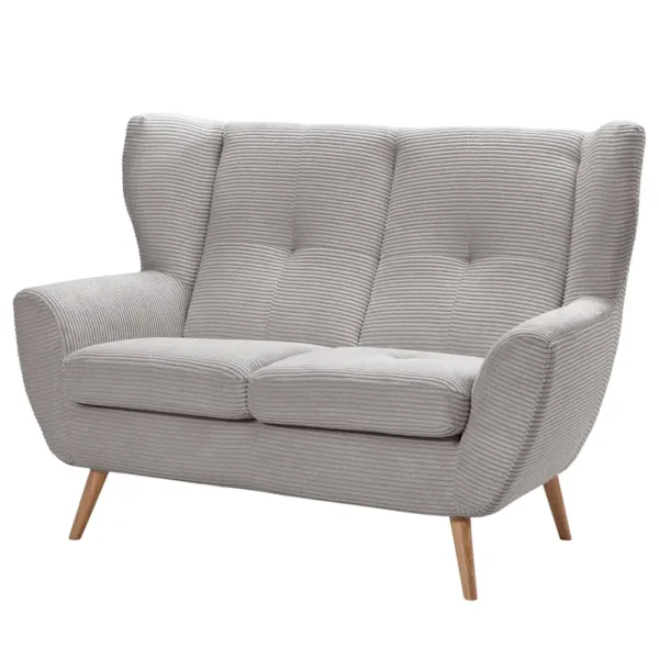 2-Sitzer Sofa Samno Grau Cordstoff Lola 140 x 102 x 90cm Armlehne beidseitig montierbar Modern
