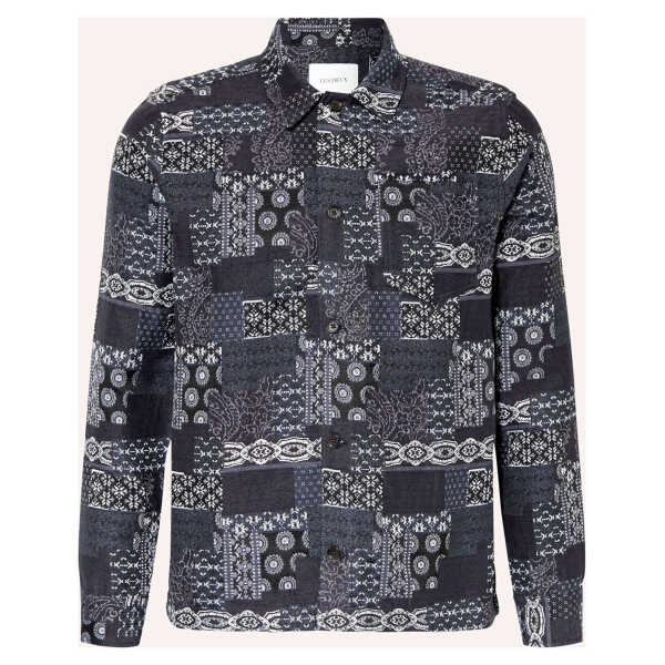 Les Deux Jacquard-Overshirt Layton blau