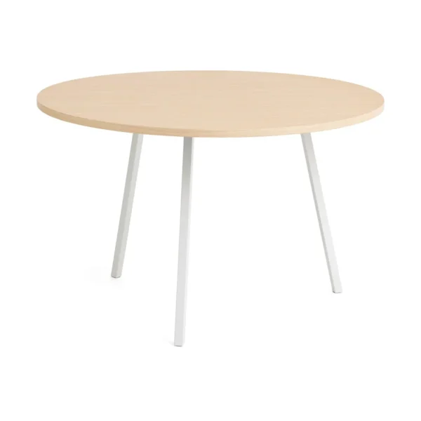 HAY Loop Stand Esstisch Ø120 cm White-clear lacq. oak