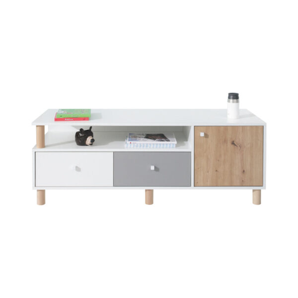 Beautysofa LOWBOARD Weiß, Grau, Eiche Artisan Beauty Sofa