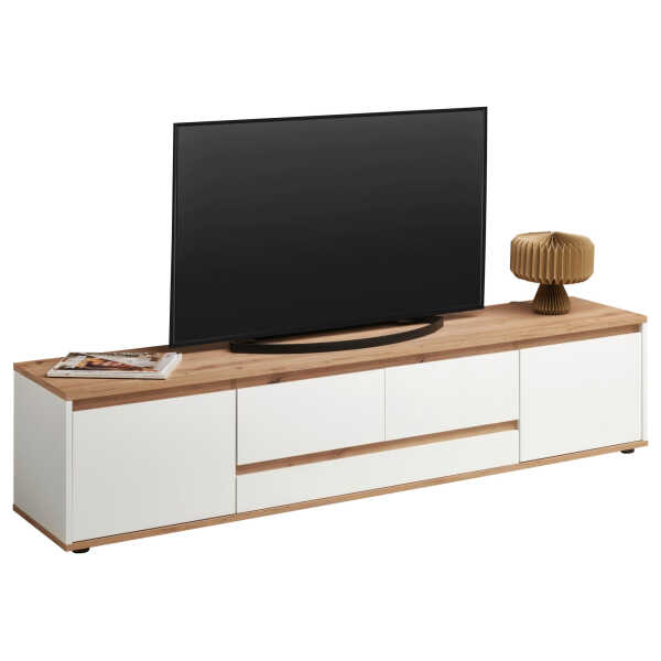 Carryhome LOWBOARD Weiß, Eiche Artisan