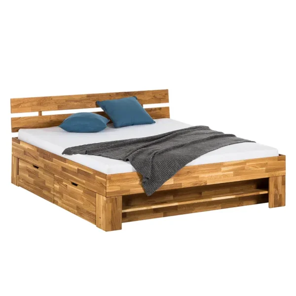 Massivholzbett EosWOOD 180 x 200cm Front & Korpus: Massivholz Eiche, geölt Seiten & Boden Bettkasten: Sperrholz Braun/Eiche Eiche