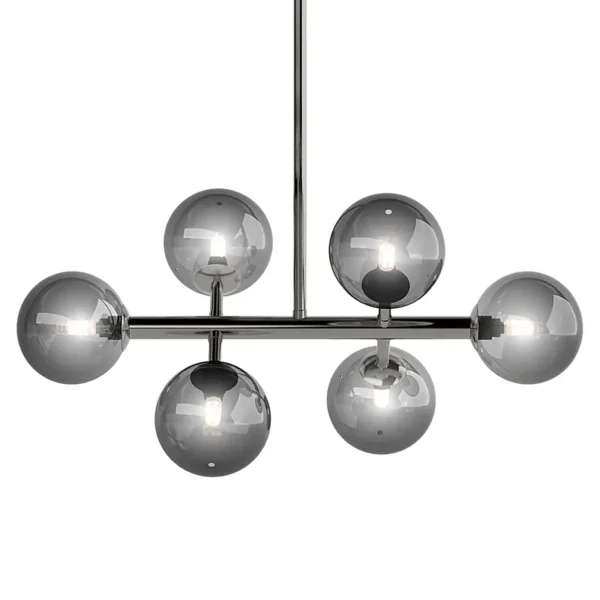 Deckenleuchte 6-flammig 60 x 70 x 33cm Grau/Metall Grau glänzend/Rauchglas Material: Glas, Metall LED G9