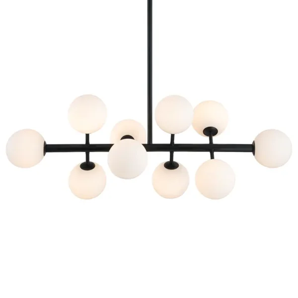 Deckenleuchte 10-flammig 88 x 70 x 36cm Schwarz/Metall Schwarz/Opalglas Weiß Material: Glas, Metall LED G9