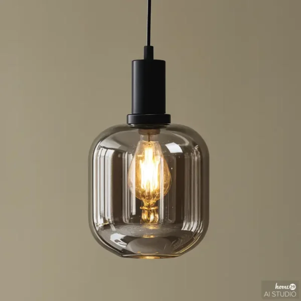 Pendelleuchte MOME 1-flammig 16 x 155 x 16cm Schwarz/Grau/Schwarz Schirm: Rauchglas Gestell: Eisen, pulverbeschichtet E14