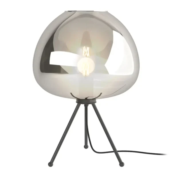 Tischleuchte ARA Ø 30cm Schwarz/Grau Schirm: Rauchglas Gestell: Eisen, pulverbeschichtet E27