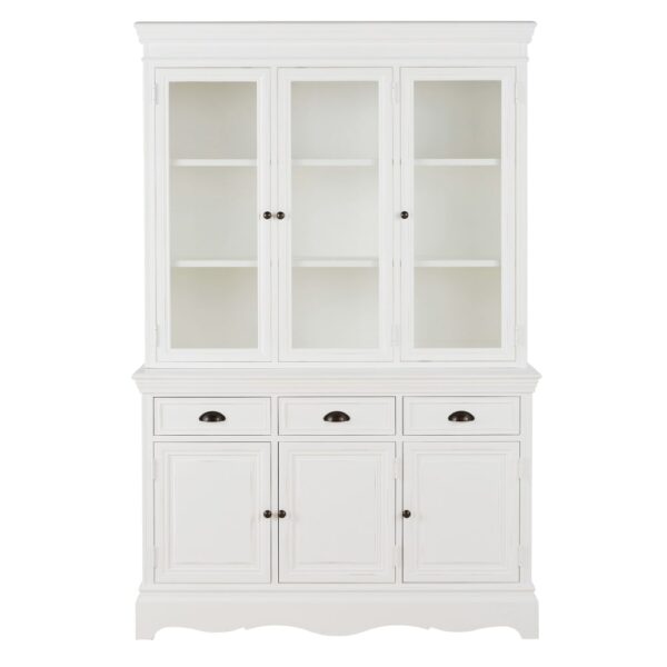 Weißer 3-türiger Vitrinenschrank, 123 cm
