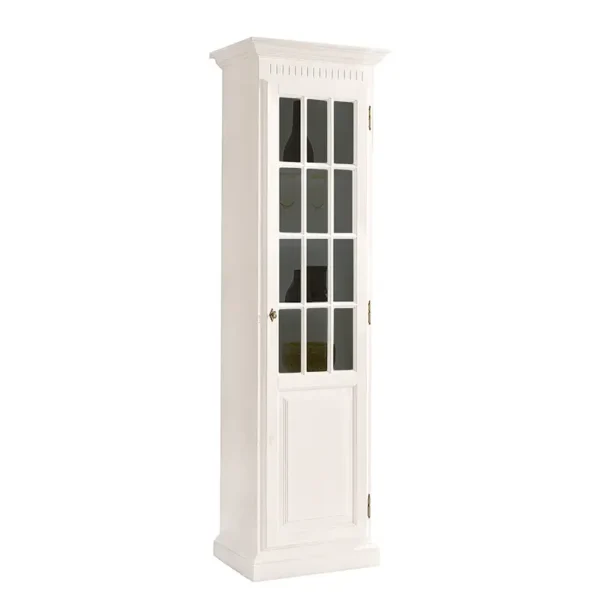 Vitrinenschrank II 65 x 217 x 46cm Beige Pinie massiv - Creme - ohne Beleuchtung