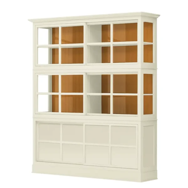 Vitrinenschrank 191 x 220 x 49cm Weiß/Pinie Weiß/Pinie Honig