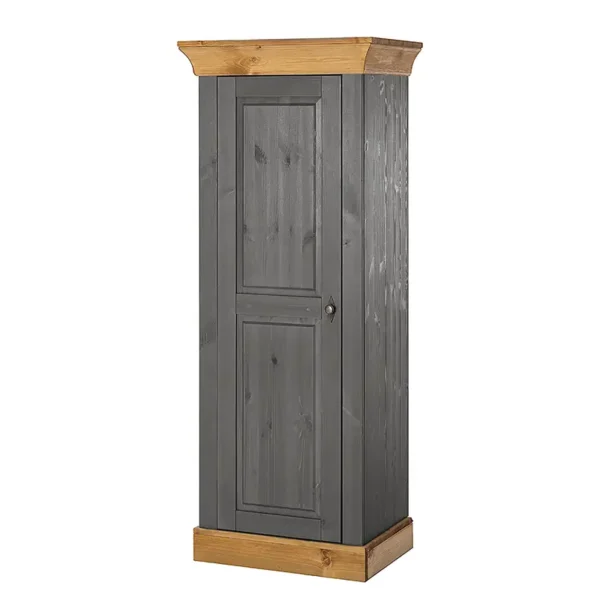 Schrank 65 x 163 x 45cm Braun/Grau/Kiefer Grau/Kiefer Laugenfarbig