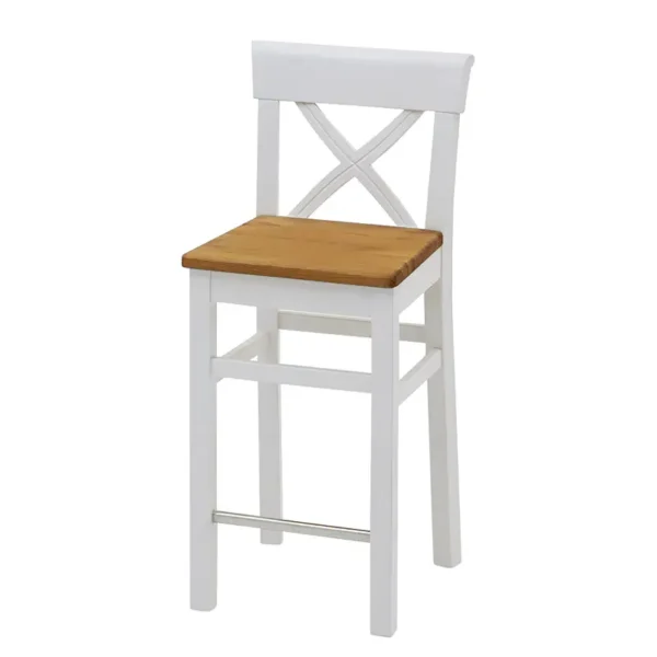 Barstuhl 96cm Kiefer Weiß / Kiefer Laugenfarbig