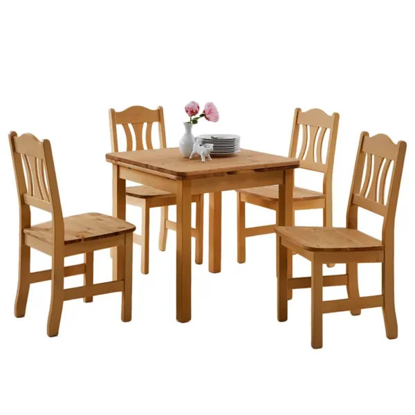 Essgruppe 5-teilig 77 x 77 x 74cm Braun/Kiefer Laugenfarbig